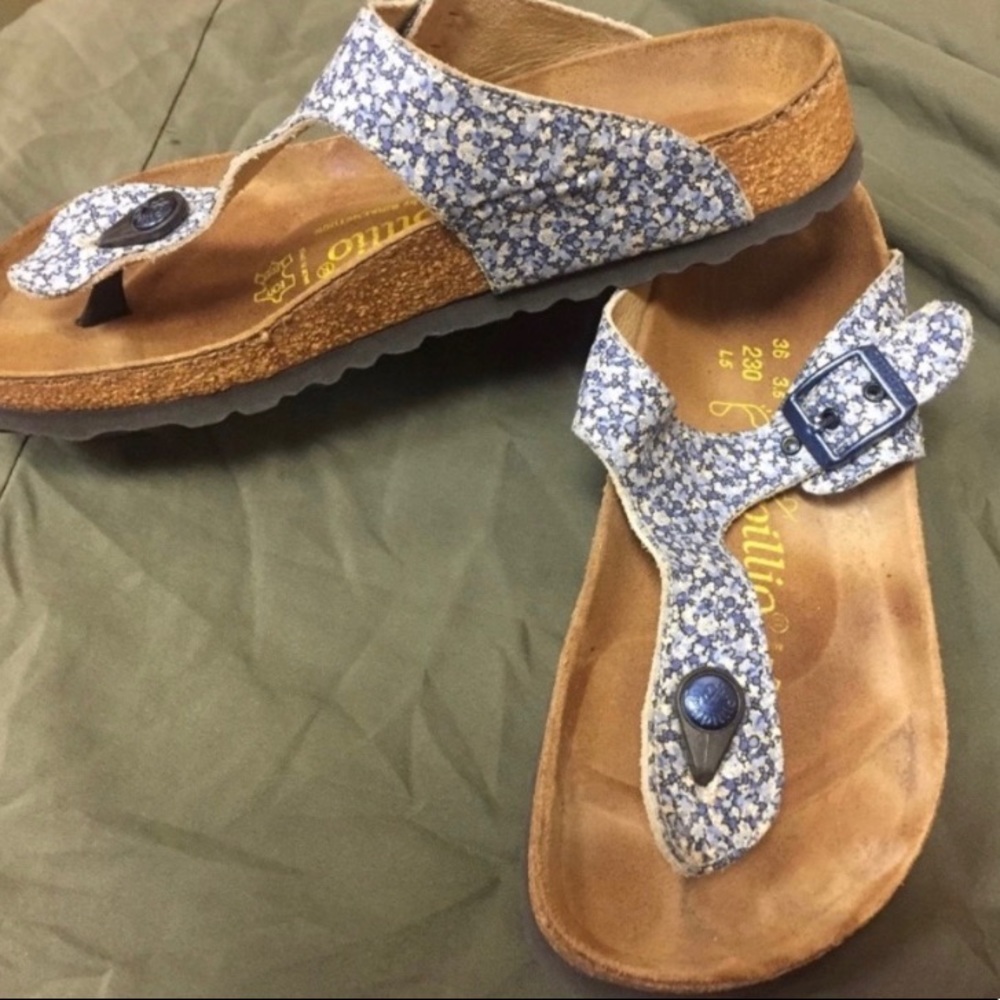 BIRKENSTOCK PAPPILIO COTTAGECORE BLUE WHT Sandals - Picture 1 of 8
